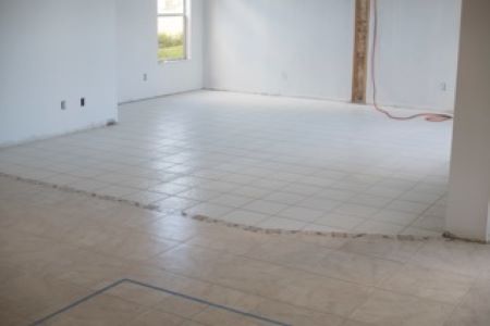 tile floor in a dining room of a home