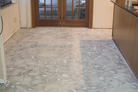 tile floor in dining room after dustless tile removal 
