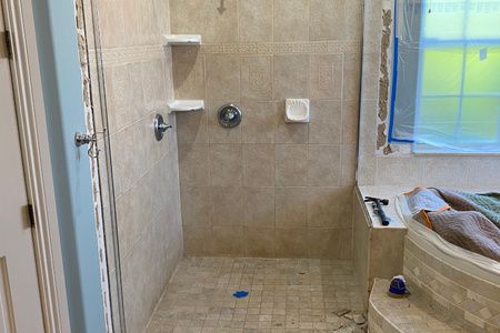 Before image of master bathroom shower in Melbourne